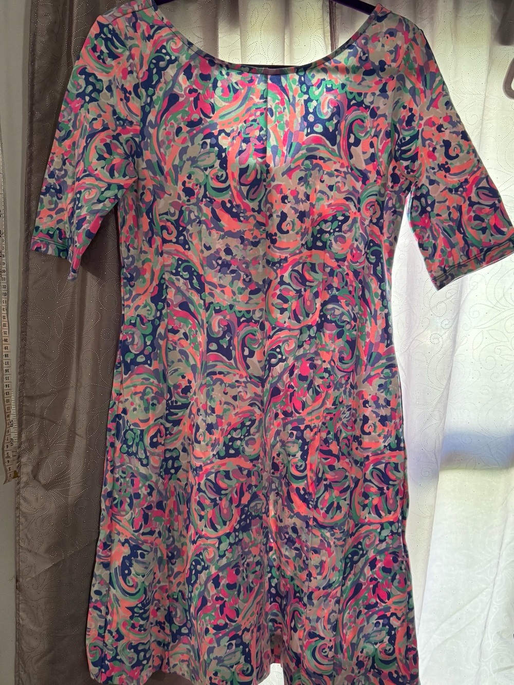 Lilly Pulitzer Pink, Blue and Green Swirl Midi Dress